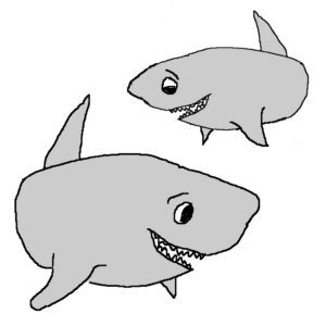 Sharks -- Illustration by Börkur Sigurbjörnsson