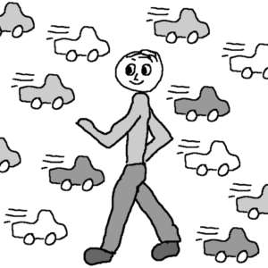 Walking against the flow -- Illustration by Börkur Sigurbjörnsson