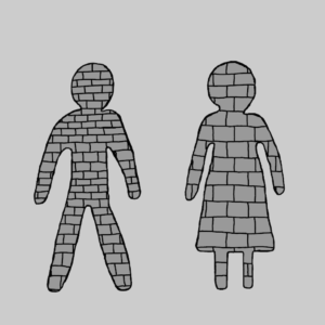 Brick and mortar human beings - Illustration by Börkur Sigurbjörnsson